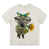 Cream cute hempshire sheep with eyeglasses Heavy Core Tee - LillyAllenDesigns