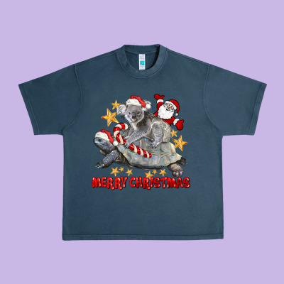 Merry Christmas Tortoise And Koala Urban Heavy Tee Designed By Lillyallendesigns