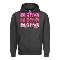 Charcoal Heather Mama mama mama mother's day Zipper Hoodie - HowdyJamesFarm