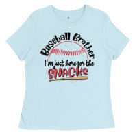 Baseball Brother I'm Just Here For The Snacks Ladies Tee | Teevron