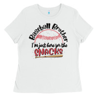 White baseball brother i'm just here for the snacks Ladies Tee - MaliasSmallBusiness