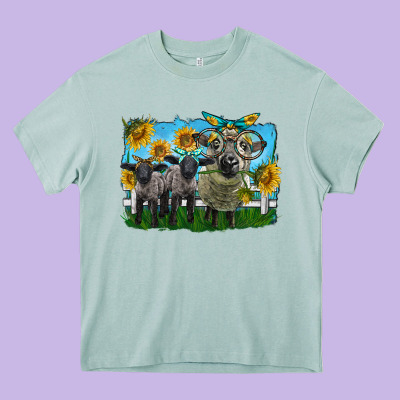 Cute Hempshire Sheep Family Heavy Core Tee Designed By Lillyallendesigns