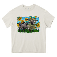 Cream cute hempshire sheep family Heavy Core Tee - LillyAllenDesigns