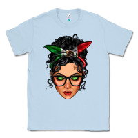 Dusty Blue mexican latina girl messy bun Classic Tee - LillyAllenDesigns
