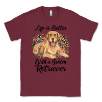 Burgundy life is better with a golden retriever Classic Tee - JahusDesignShop