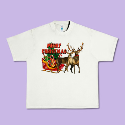 Merry Christmas Two Deers Urban Heavy Tee Designed By Lillyallendesigns