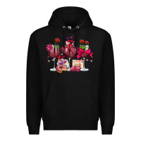 Black valentine's day wine glasses Premium Hoodie - OliviaCreatesArt