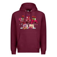 Burgundy valentine's day wine glasses Premium Hoodie - OliviaCreatesArt