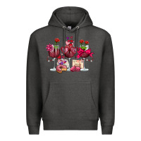 Charcoal Heather valentine's day wine glasses Premium Hoodie - OliviaCreatesArt