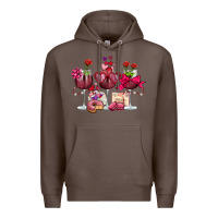 Coffee valentine's day wine glasses Premium Hoodie - OliviaCreatesArt