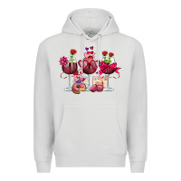 Dove Grey valentine's day wine glasses Premium Hoodie - OliviaCreatesArt