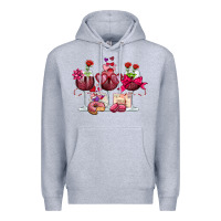 Heather Grey valentine's day wine glasses Premium Hoodie - OliviaCreatesArt