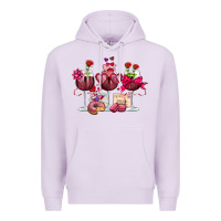 Lilac valentine's day wine glasses Premium Hoodie - OliviaCreatesArt
