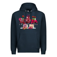 Navy valentine's day wine glasses Premium Hoodie - OliviaCreatesArt
