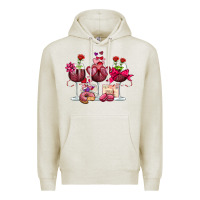 Oatmeal Heather valentine's day wine glasses Premium Hoodie - OliviaCreatesArt