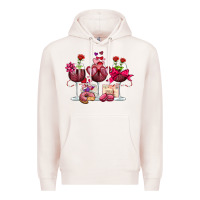 Pale Pink valentine's day wine glasses Premium Hoodie - OliviaCreatesArt