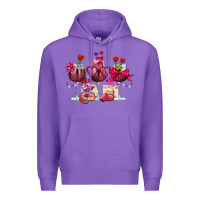 Purple valentine's day wine glasses Premium Hoodie - OliviaCreatesArt