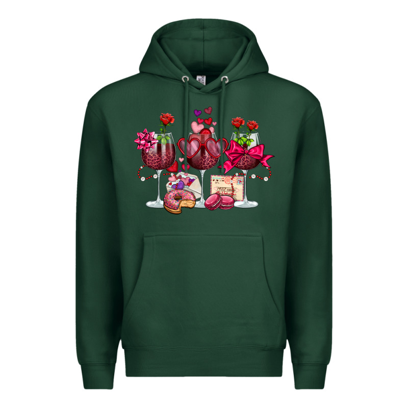 Valentine's Day Wine Glasses Premium Hoodie by OliviaCreatesArt | Teevron