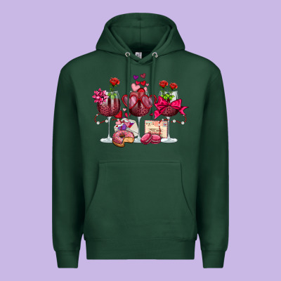 Valentine's Day Wine Glasses Premium Hoodie Designed By Oliviacreatesart