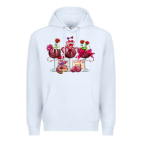 White valentine's day wine glasses Premium Hoodie - OliviaCreatesArt