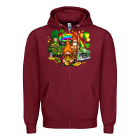 Burgundy St. Patrick's Day gnomies with leopard tumbler Zipper Hoodie - HowdyJamesFarm