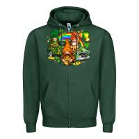 Sports Green St. Patrick's Day gnomies with leopard tumbler Zipper Hoodie - HowdyJamesFarm