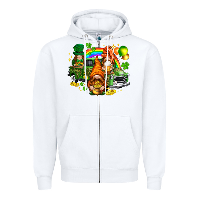 St. Patrick's Day Gnomies With Leopard Tumbler Zipper Hoodie by HowdyJamesFarm | Teevron