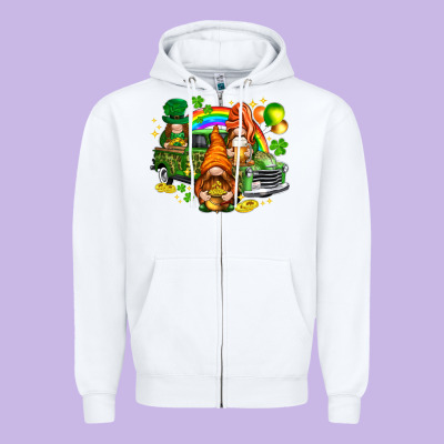 St. Patrick's Day Gnomies With Leopard Tumbler Zipper Hoodie Designed By Howdyjamesfarm