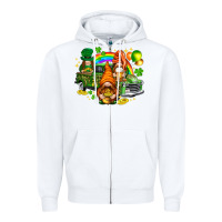 White St. Patrick's Day gnomies with leopard tumbler Zipper Hoodie - HowdyJamesFarm