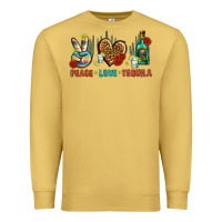 Antique Gold Peace Love Tequila Premium Sweatshirt - BundleAndBundleShop