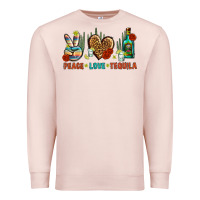 Pale Pink Peace Love Tequila Premium Sweatshirt - BundleAndBundleShop