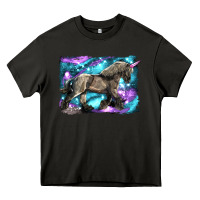 Asphalt black unicorn Heavy Core Tee - LillyAllenDesigns