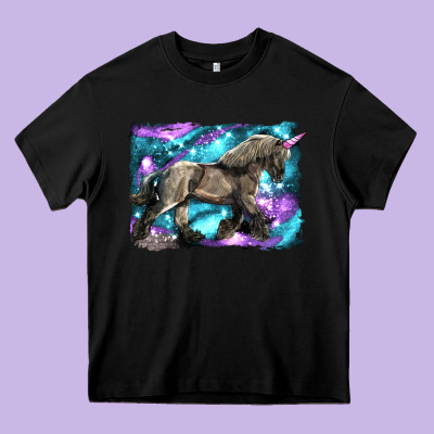Black Unicorn Heavy Core Tee Designed By Lillyallendesigns