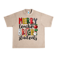 French Oak Merry Teacher Bright Students Christmas Urban Heavy Tee - LillyAllenDesigns