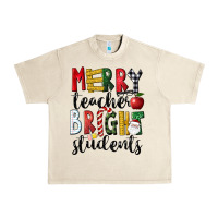 Sandshell Merry Teacher Bright Students Christmas Urban Heavy Tee - LillyAllenDesigns