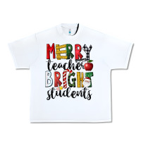 White Merry Teacher Bright Students Christmas Urban Heavy Tee - LillyAllenDesigns