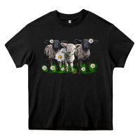 Black baby sheeps with daisies Heavy Core Tee - LillyAllenDesigns