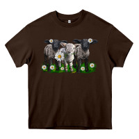 Chocolate Brown baby sheeps with daisies Heavy Core Tee - LillyAllenDesigns