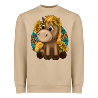 Mushroom cute baby horse amd sunflowers Heavyweight Sweatshirt - texasbilliewilder