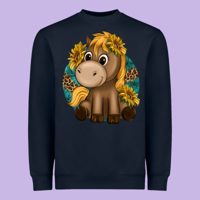 Cute Baby Horse Amd Sunflowers Heavyweight Sweatshirt Designed By Texasbilliewilder