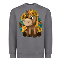Storm cute baby horse amd sunflowers Heavyweight Sweatshirt - texasbilliewilder