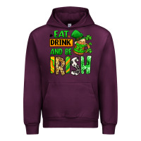 Mauve Wine Eat drink and be Irish St. Patrick's Urban Hoodie - LillyAllenDesigns