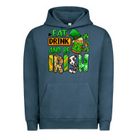 Pigment Midnight Navy Eat drink and be Irish St. Patrick's Urban Hoodie - LillyAllenDesigns
