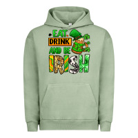 Pigment Oil Green Eat drink and be Irish St. Patrick's Urban Hoodie - LillyAllenDesigns