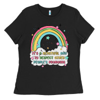 Black beautiful day to respect pronouns Ladies Tee - MaliasSmallBusiness
