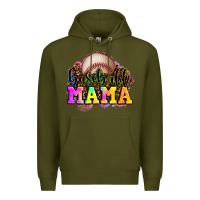 Army Green baseball mama Premium Hoodie - OliviaCreatesArt