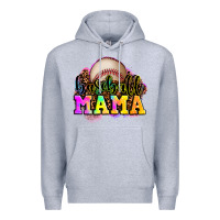 Heather Grey baseball mama Premium Hoodie - OliviaCreatesArt