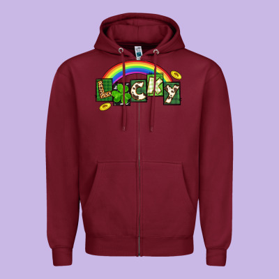 Lucky St. Patrick's Day Zipper Hoodie Designed By Cowgirlartshop