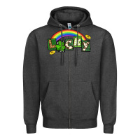 Charcoal Heather Lucky St. Patrick's Day Zipper Hoodie - CowGirlArtShop