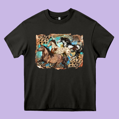 3 Western Horses Running Free Heavy Core Tee Designed By Lillyallendesigns
